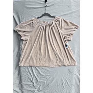 Old Navy Blouse Womens XXL Beige Velour Dolman Short Sleeve Scoop Neck Top